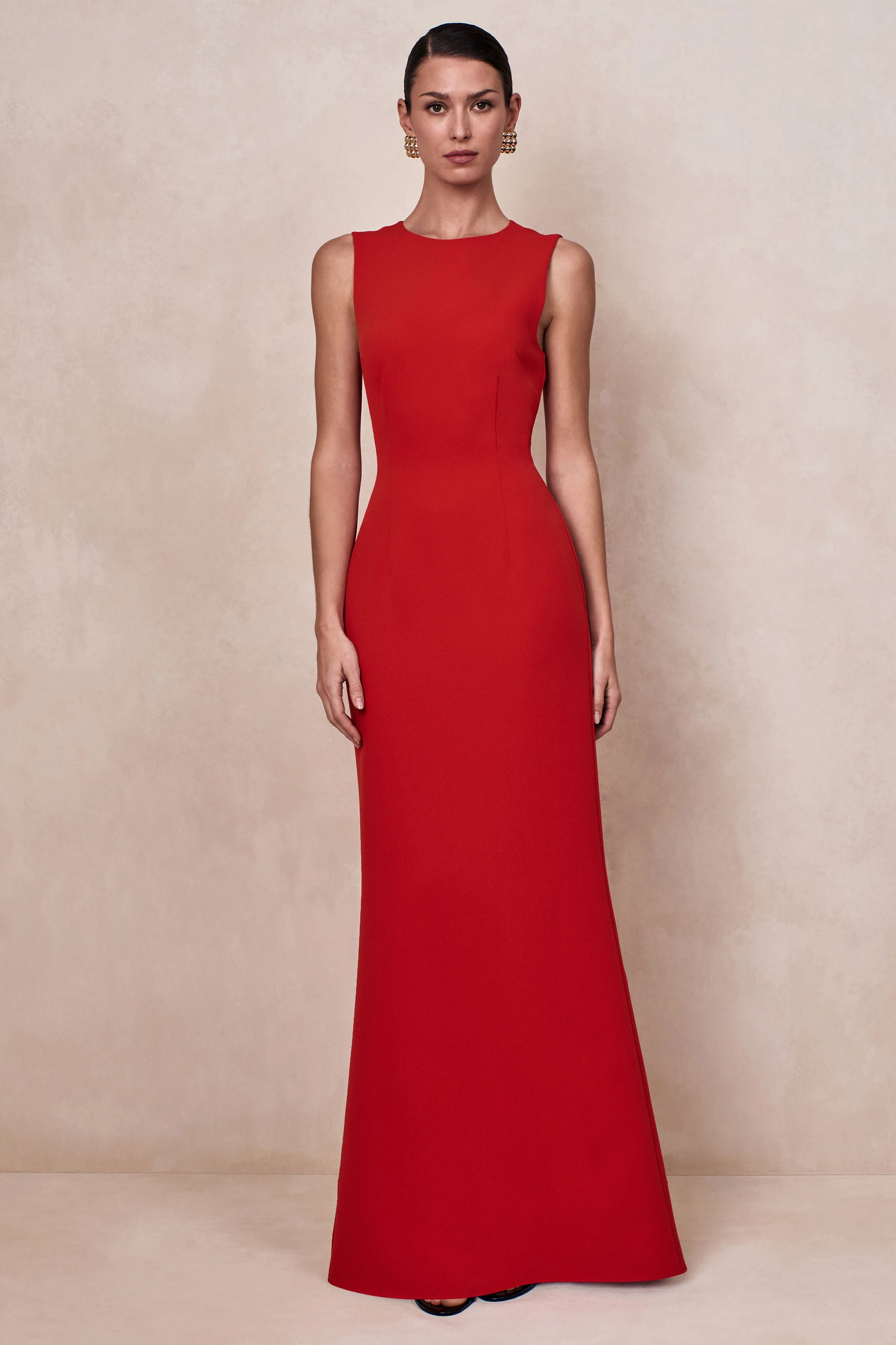Astrelle | Red Crew-Neck Maxi Dress - Image 4