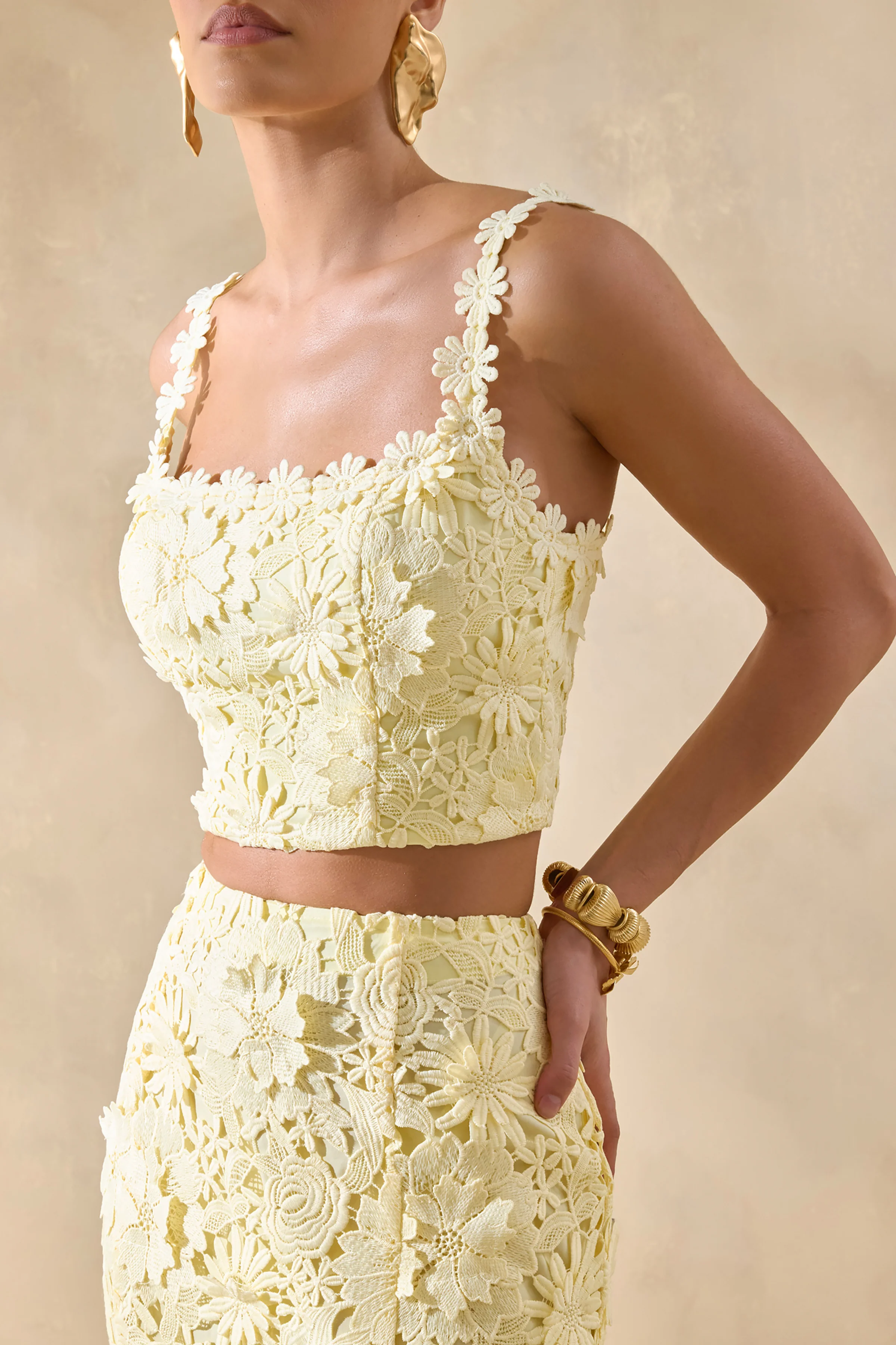 Blythe | Lemon Lace Square-Neck Crop-Top - Image 5