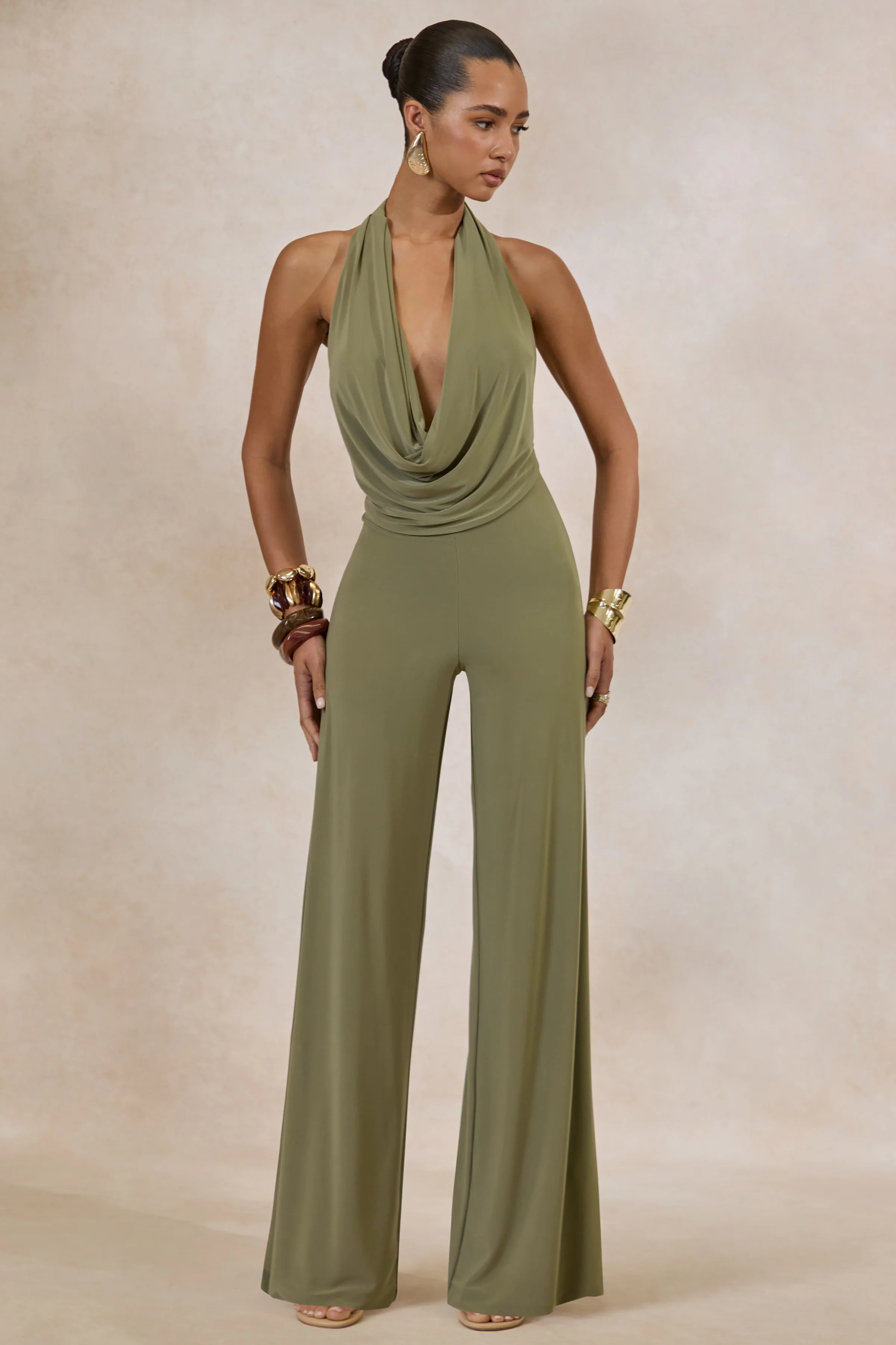 Clemence | Green Plunge-Neck Jumpsuit - Image 5