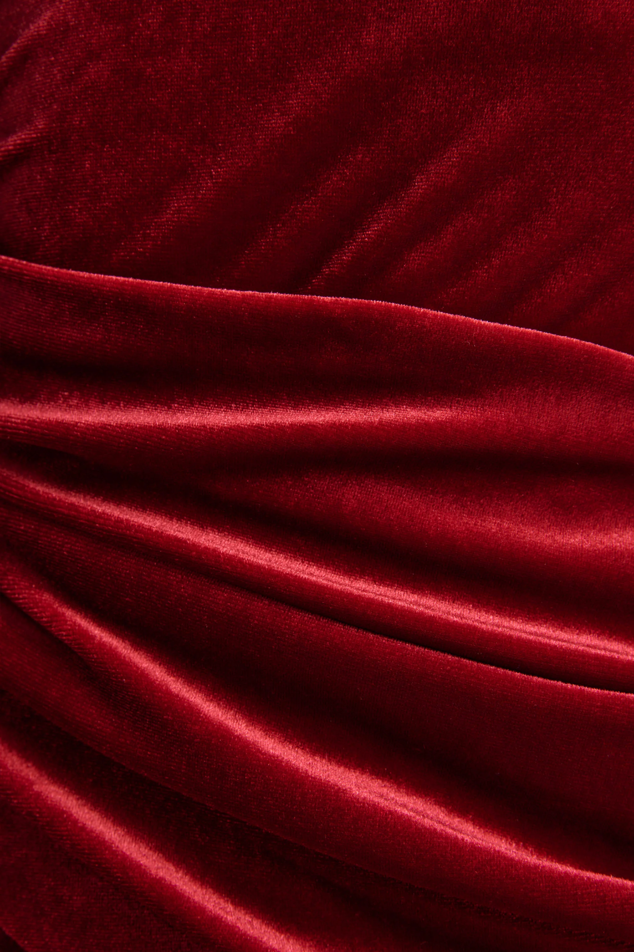 Eirene | Red Velvet Asymmetric-Neck Midi Dress - Image 8