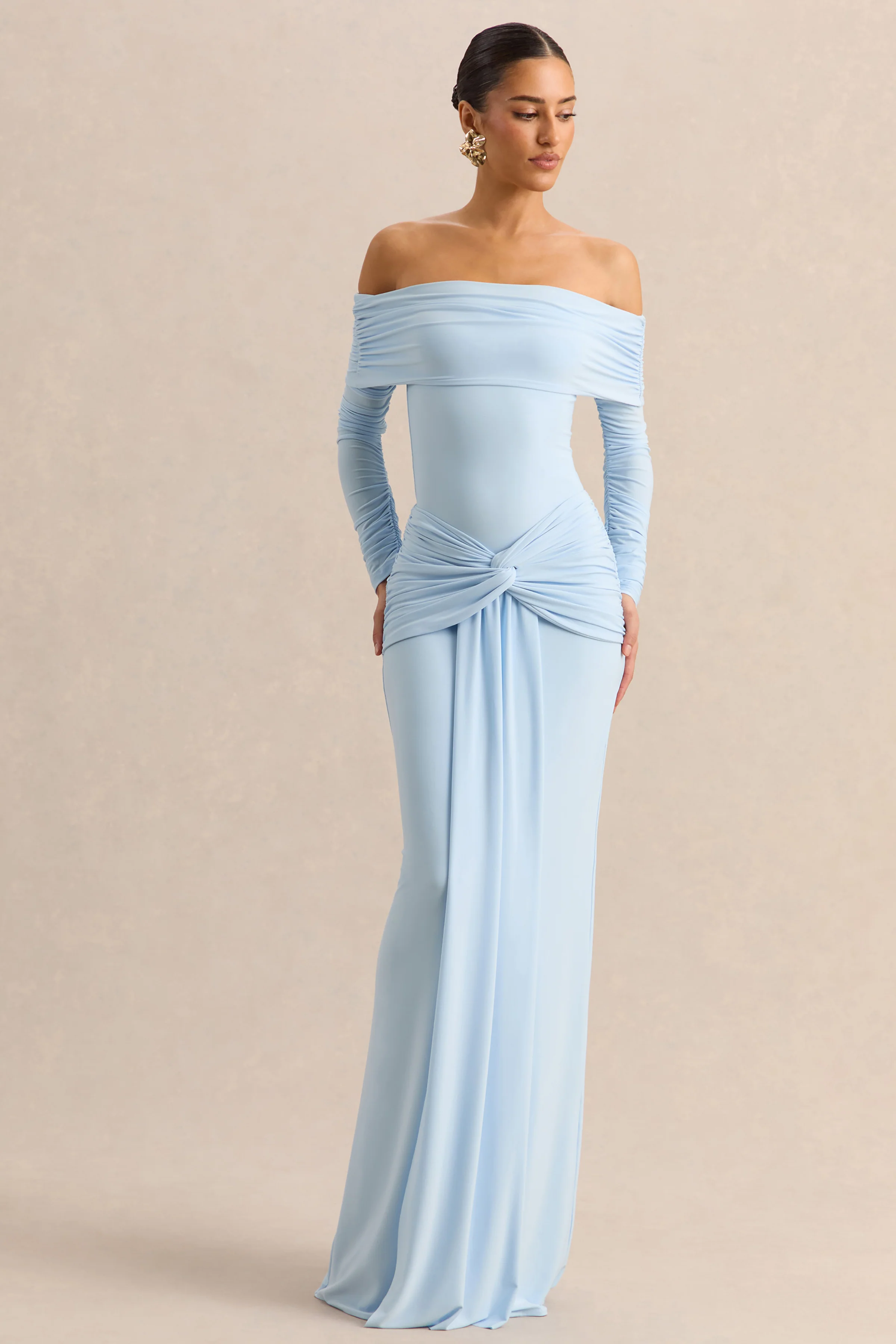 Flynne | Blue Wrapped Maxi Skirt With Sash - Image 2