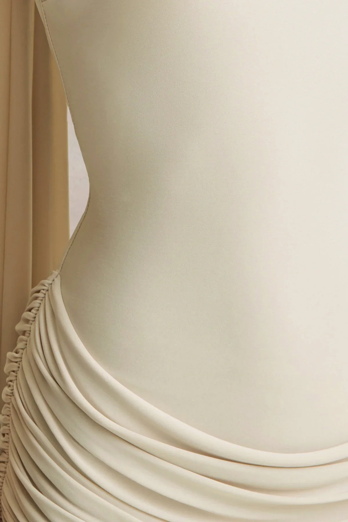 Graciella | Cream Bandeau Maxi Dress With Draped Detailing And Scarf - Image 6