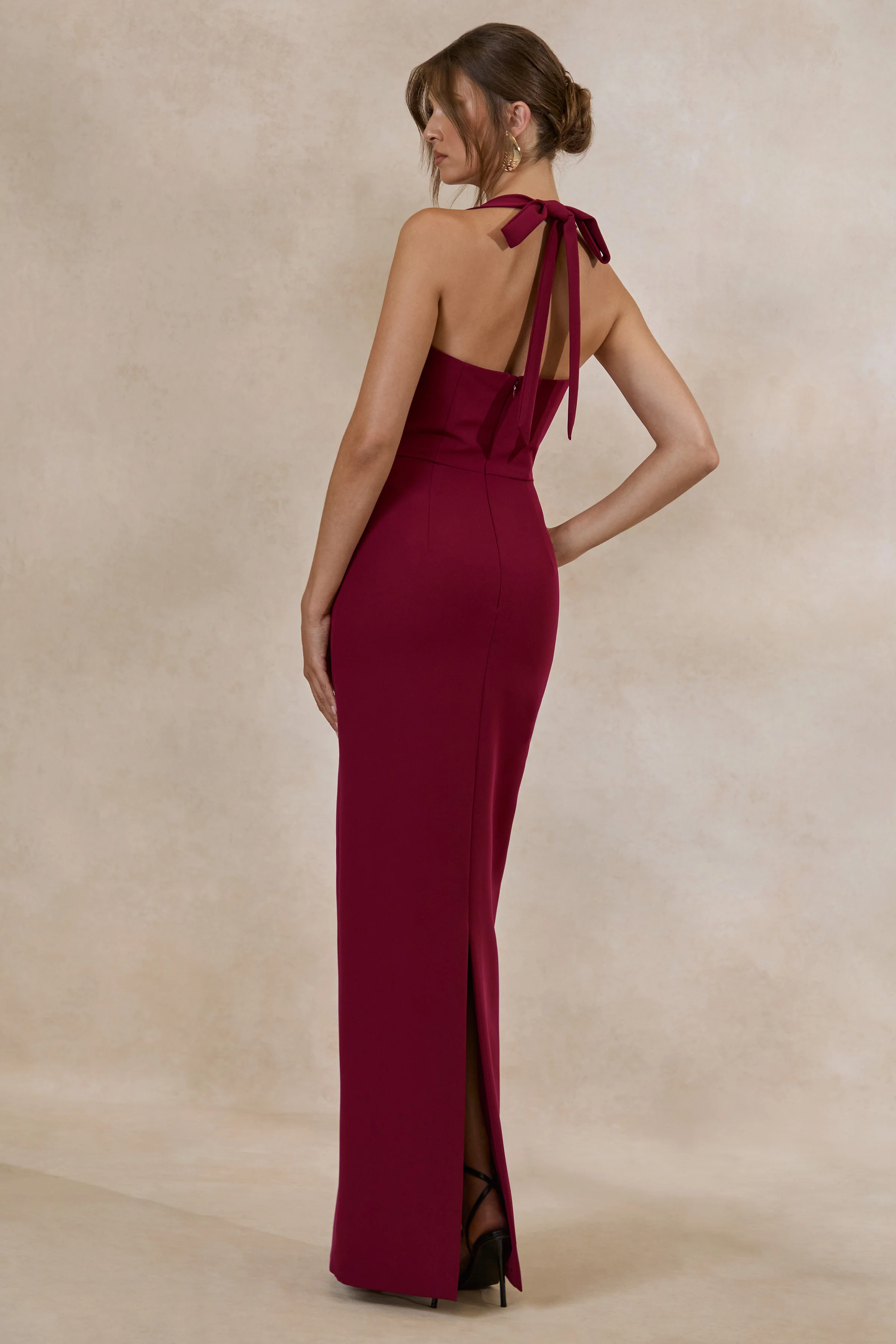 Heloira | Burgundy Sweetheart-Neck Maxi Dress - Image 2
