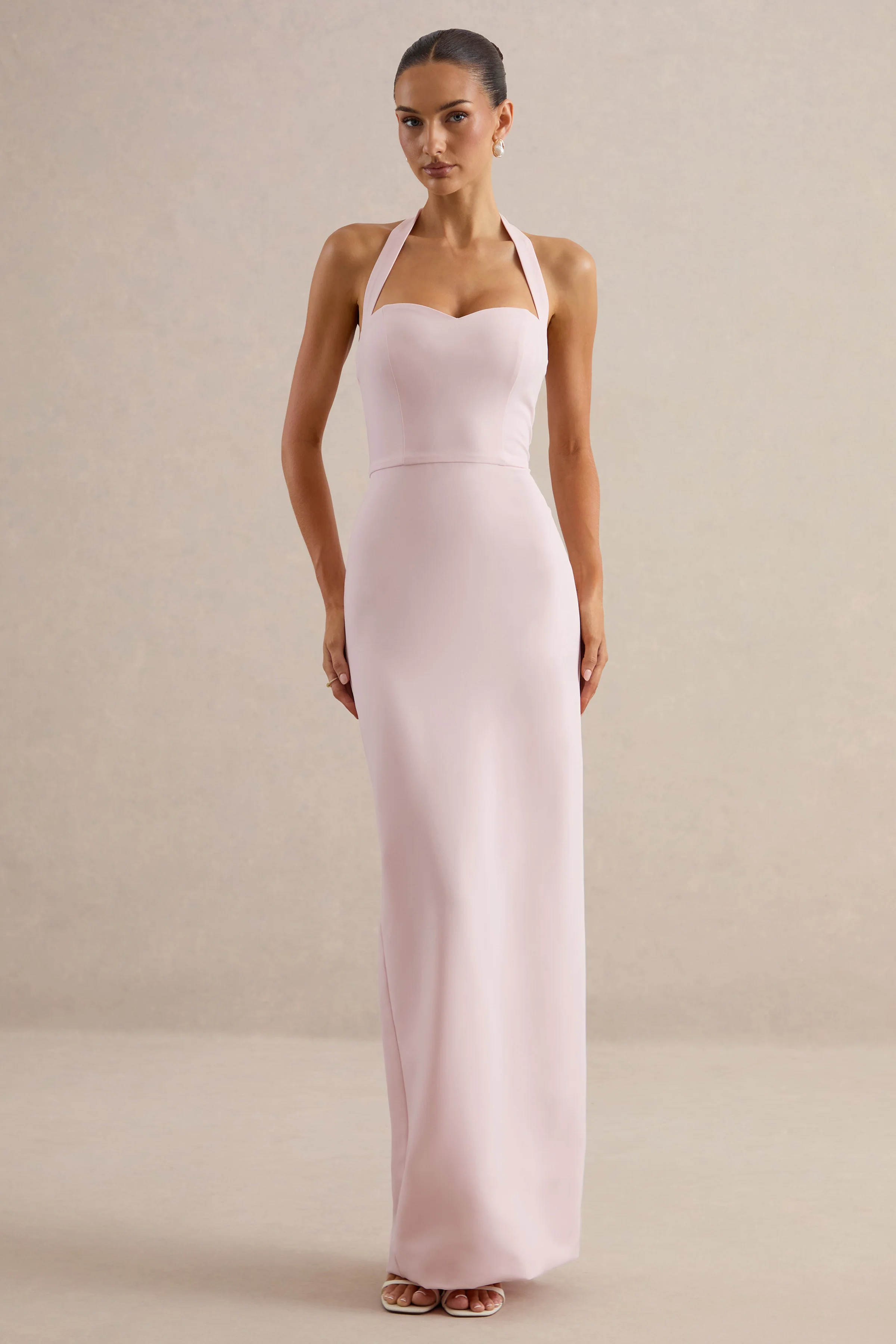 Heloira | Light Pink Sweetheart-Neck Maxi Dress - Image 3