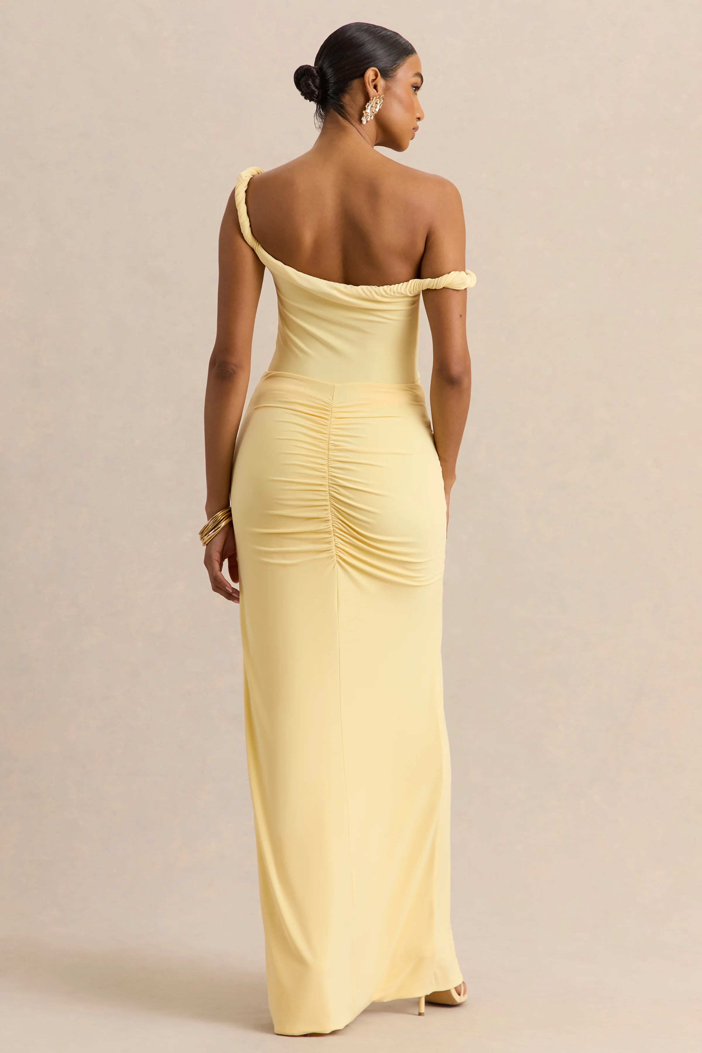 Idris | Lemon Twisted Waist Maxi Skirt With Front Split - Image 3