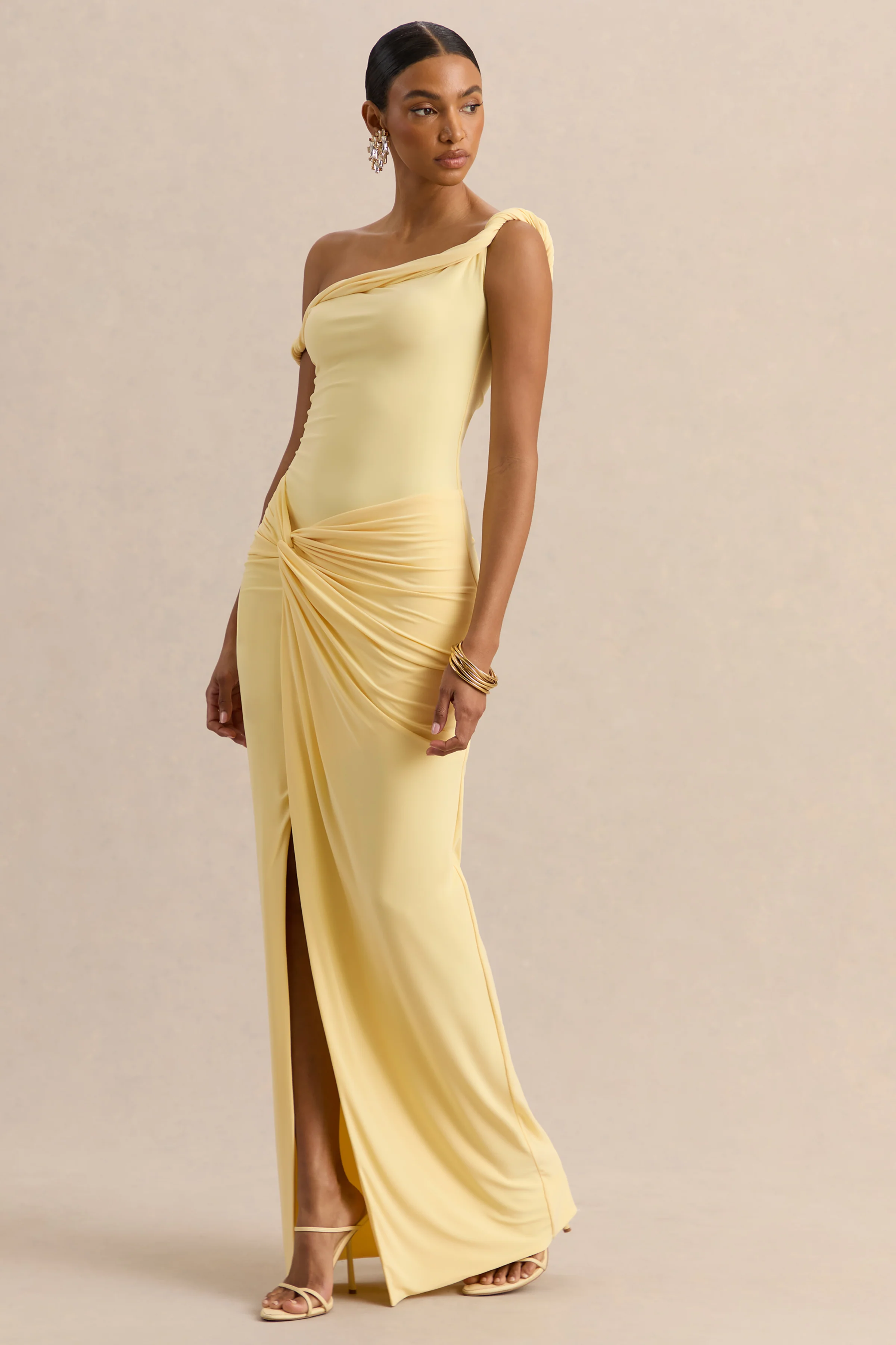 Idris | Lemon Twisted Waist Maxi Skirt With Front Split - Image 7