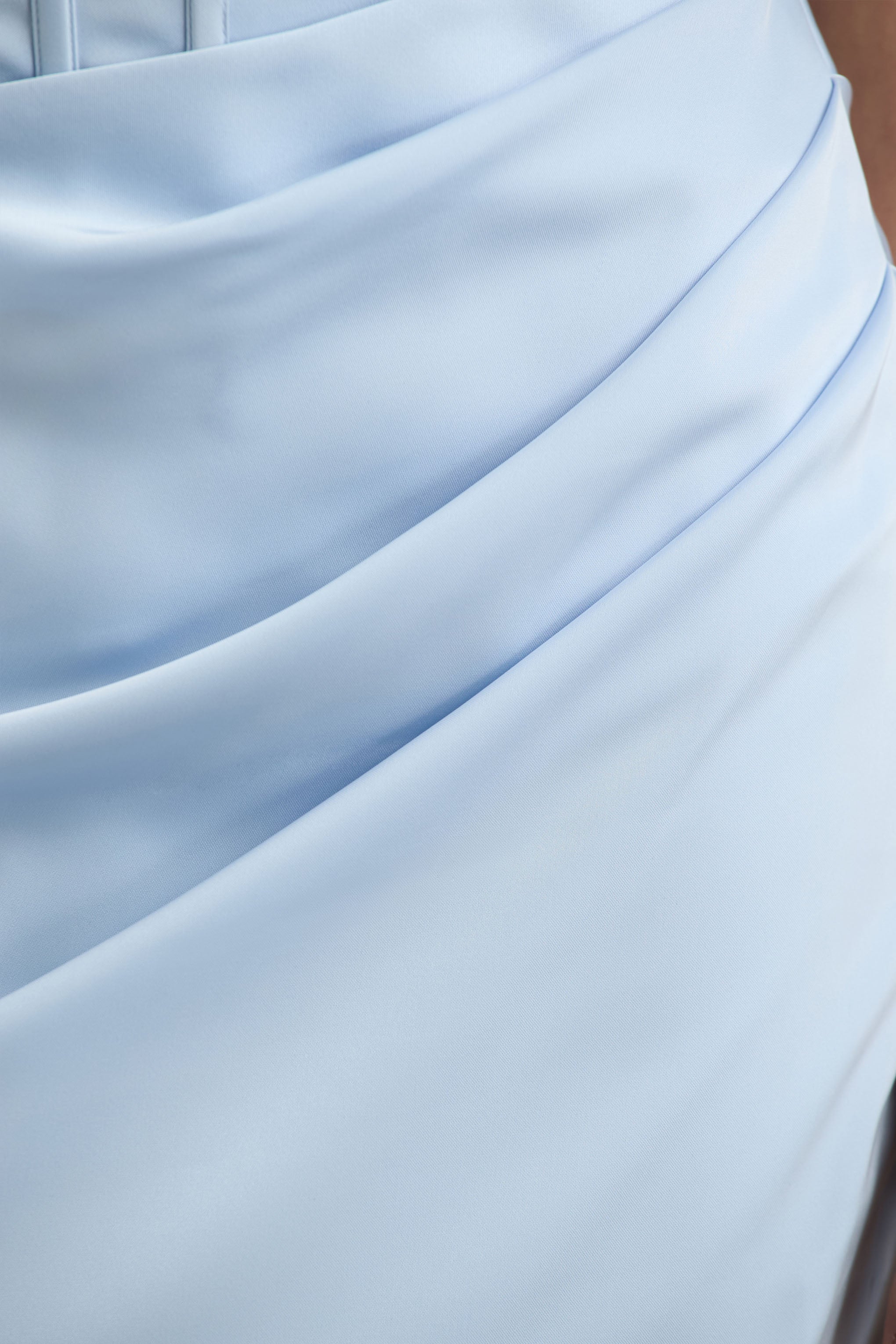 Joseline | Powder Blue Satin Corset Wrap Maxi Dress With Scarf Neck - Image 7