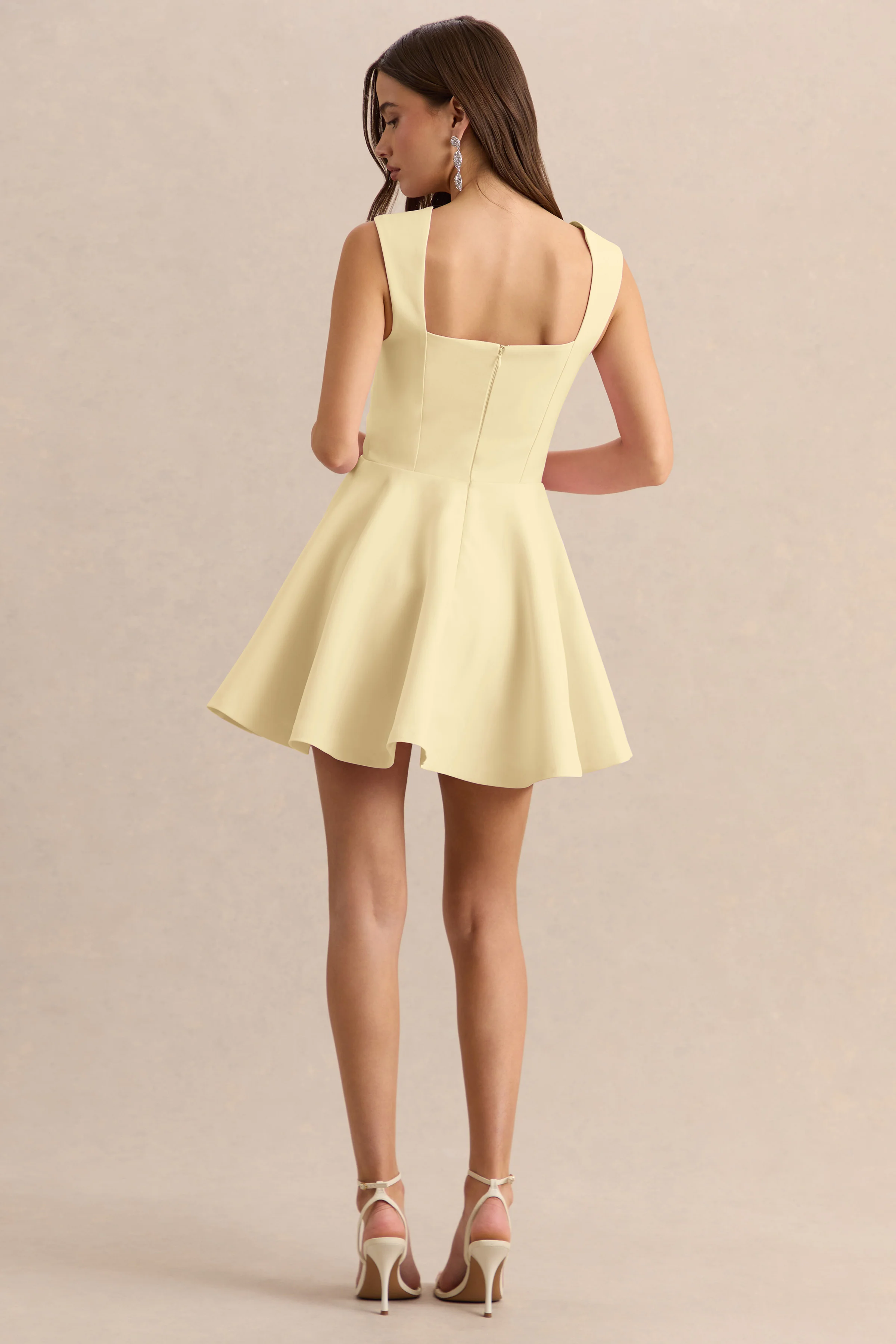 Katya | Lemon Sweetheart-Neck Skater Mini Dress - Image 2