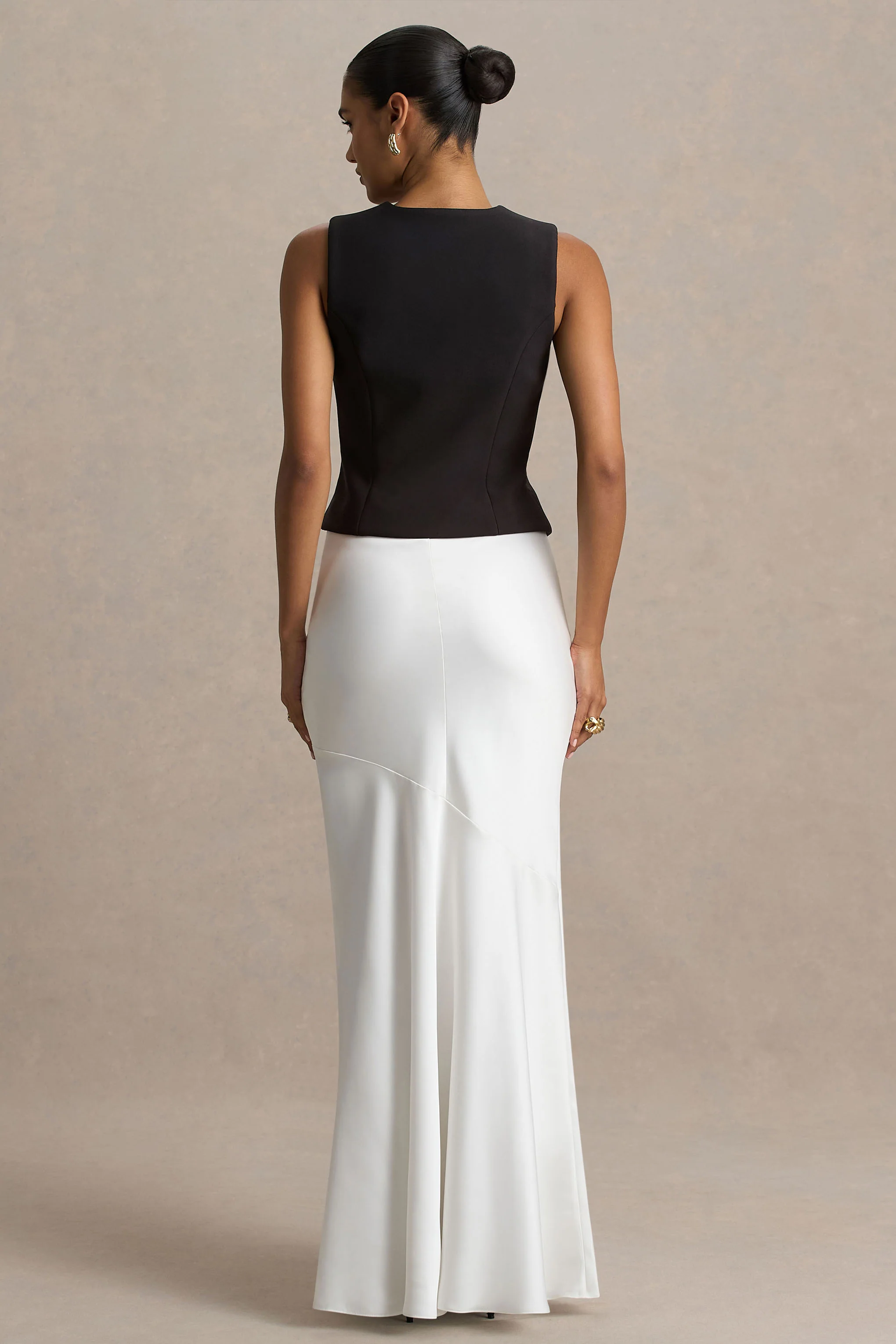Lilah | Cream Satin Maxi Skirt - Image 2