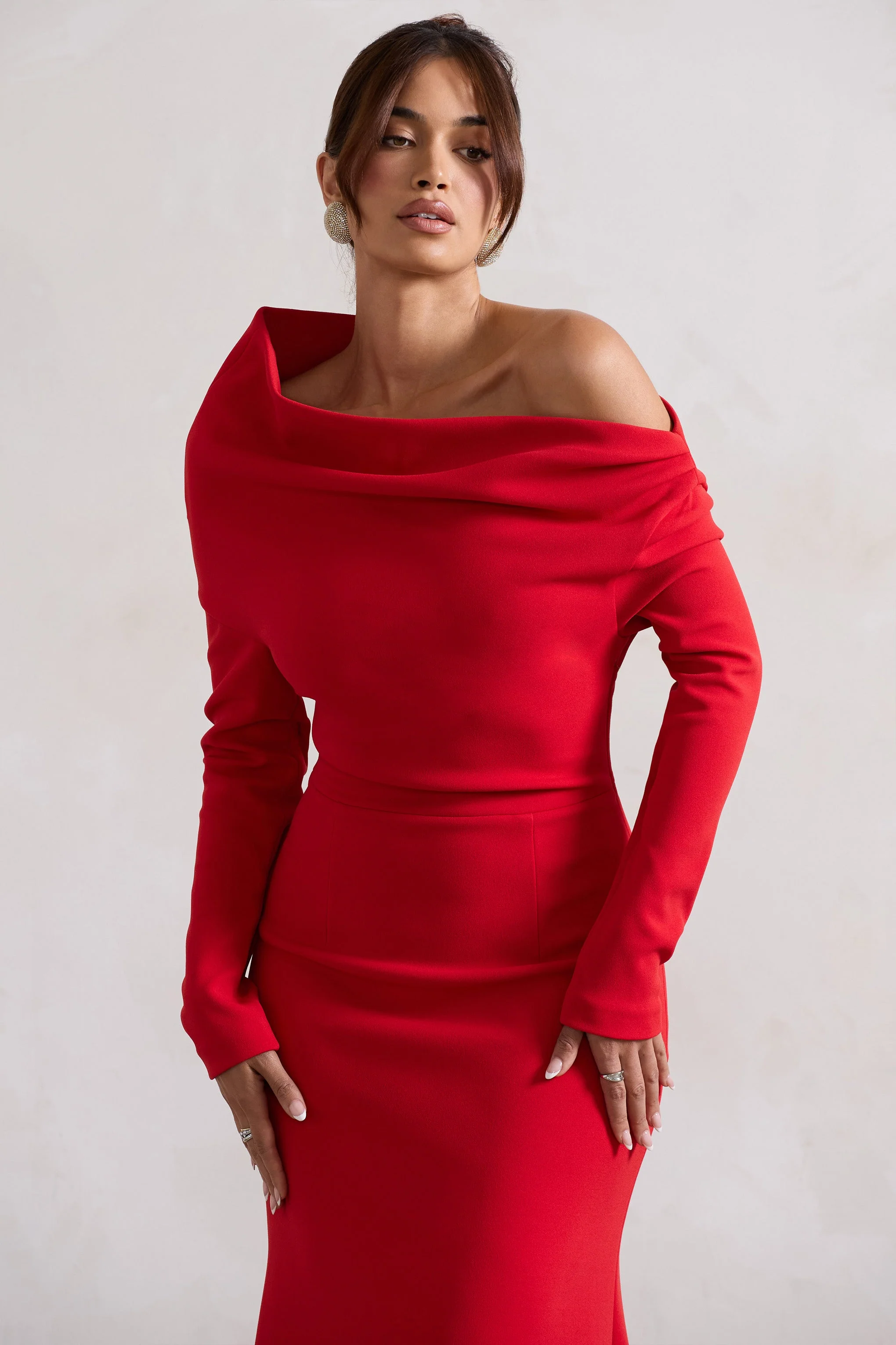 Lou | Red One-Shoulder Asymmetric Maxi Dress - Image 3