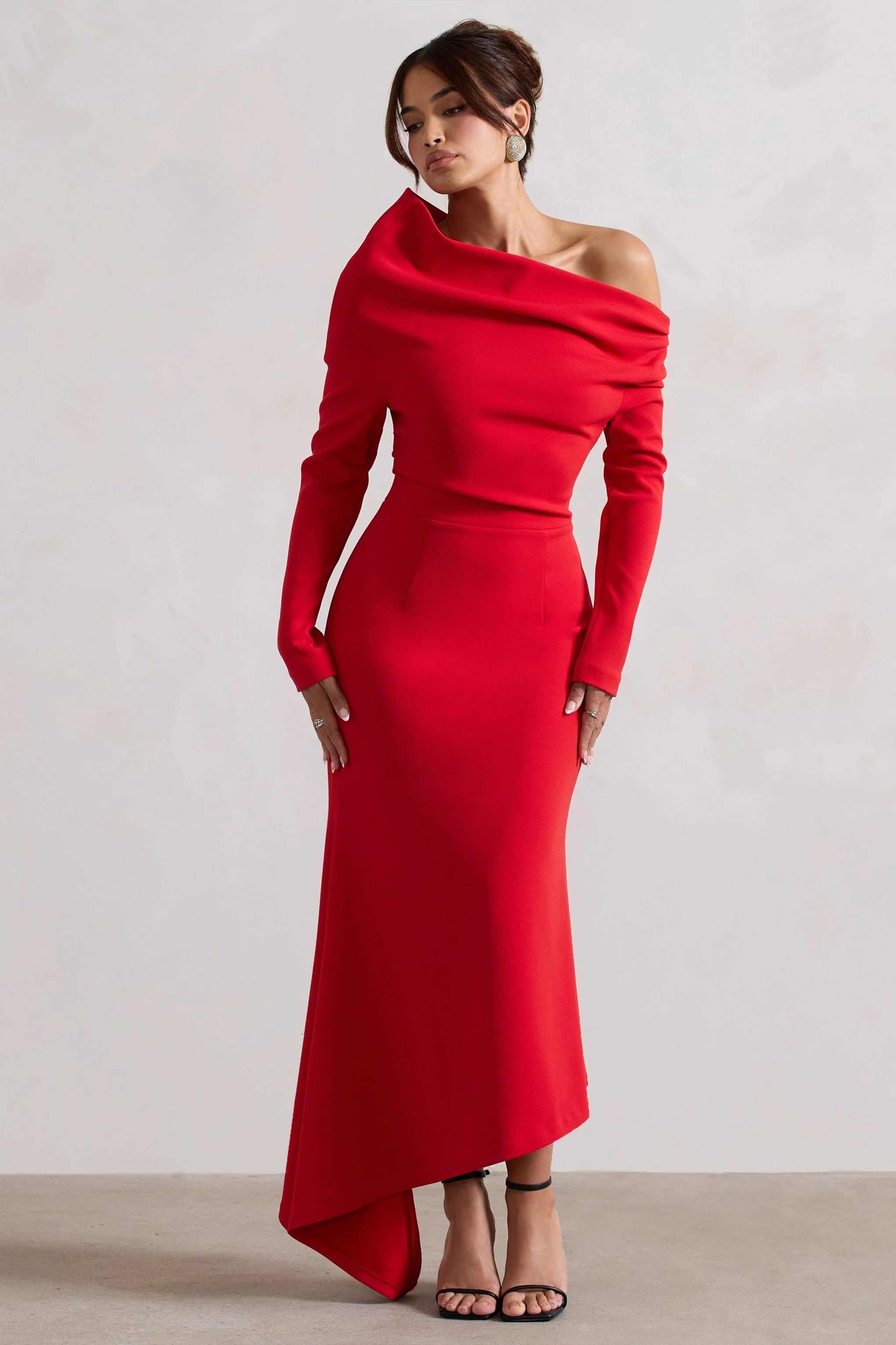 Lou | Red One-Shoulder Asymmetric Maxi Dress - Image 5