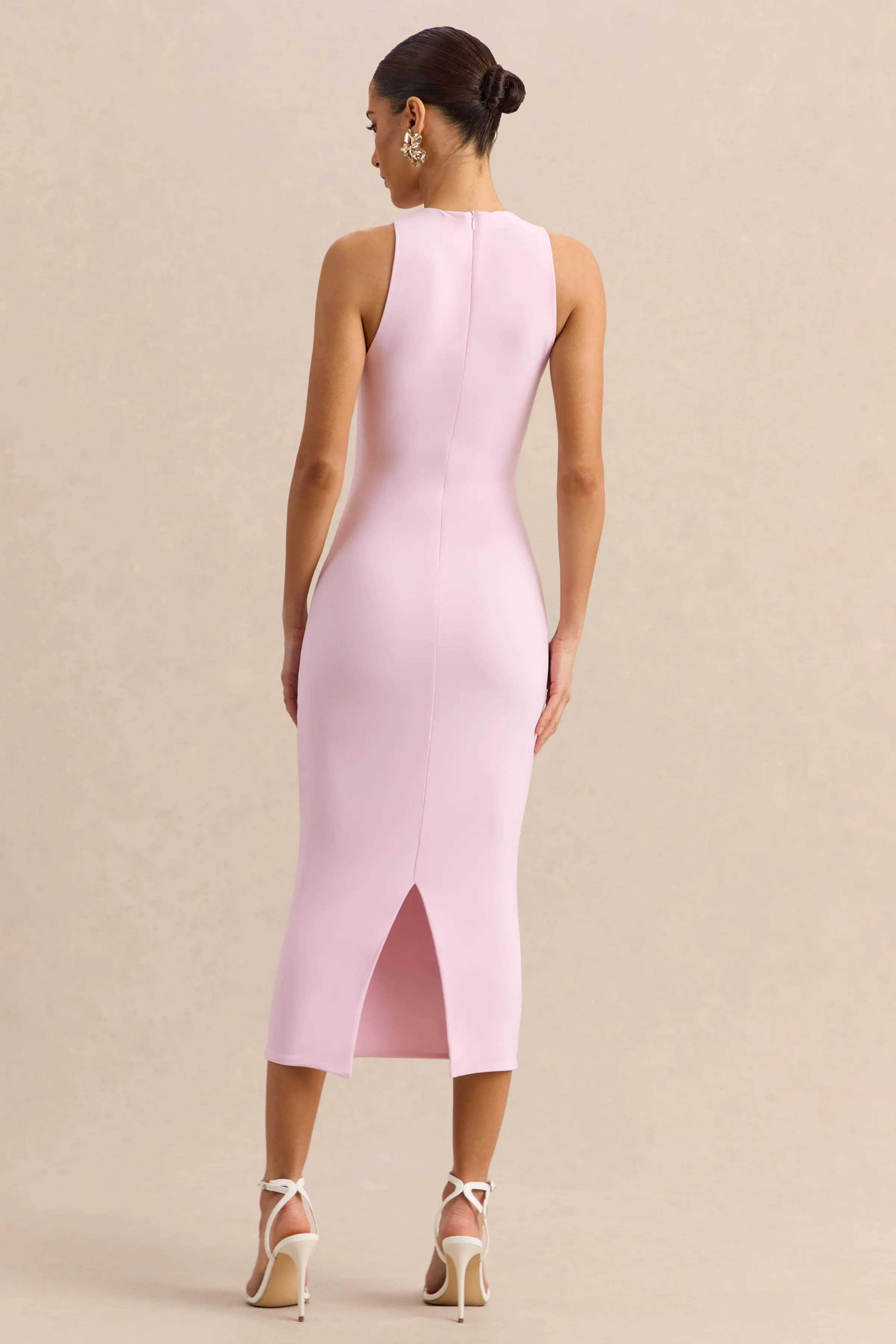 Mirana | Light Pink High-Neck Midi-Dress - Image 3