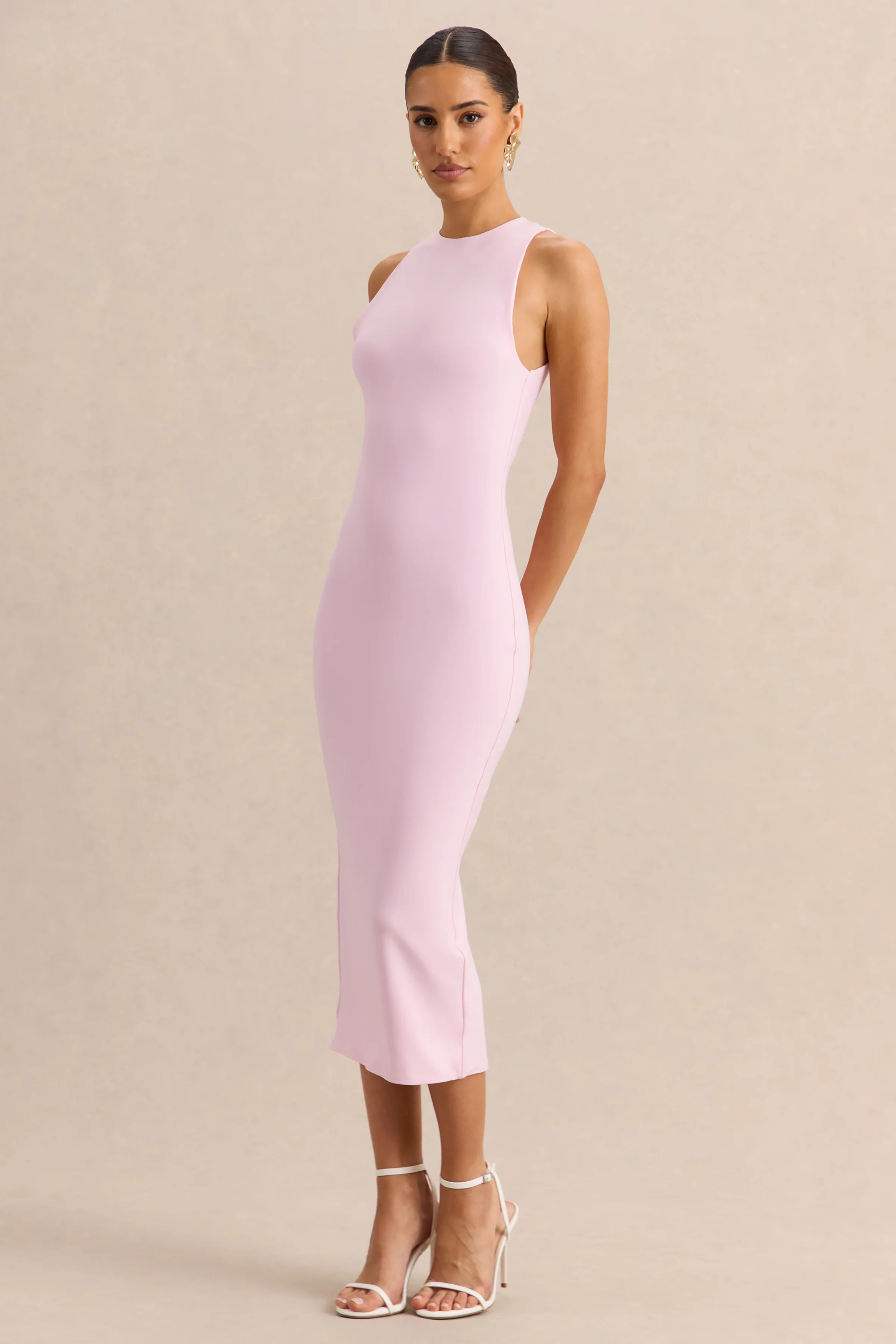 Mirana | Light Pink High-Neck Midi-Dress - Image 5