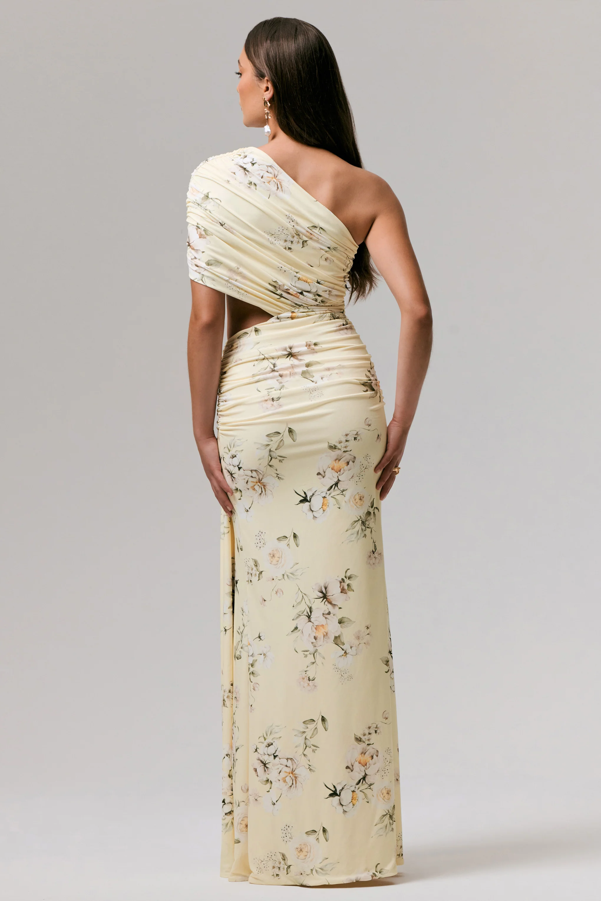 Overload | Lemon Print Asymmetric Wrap Split Maxi Dress - Image 2