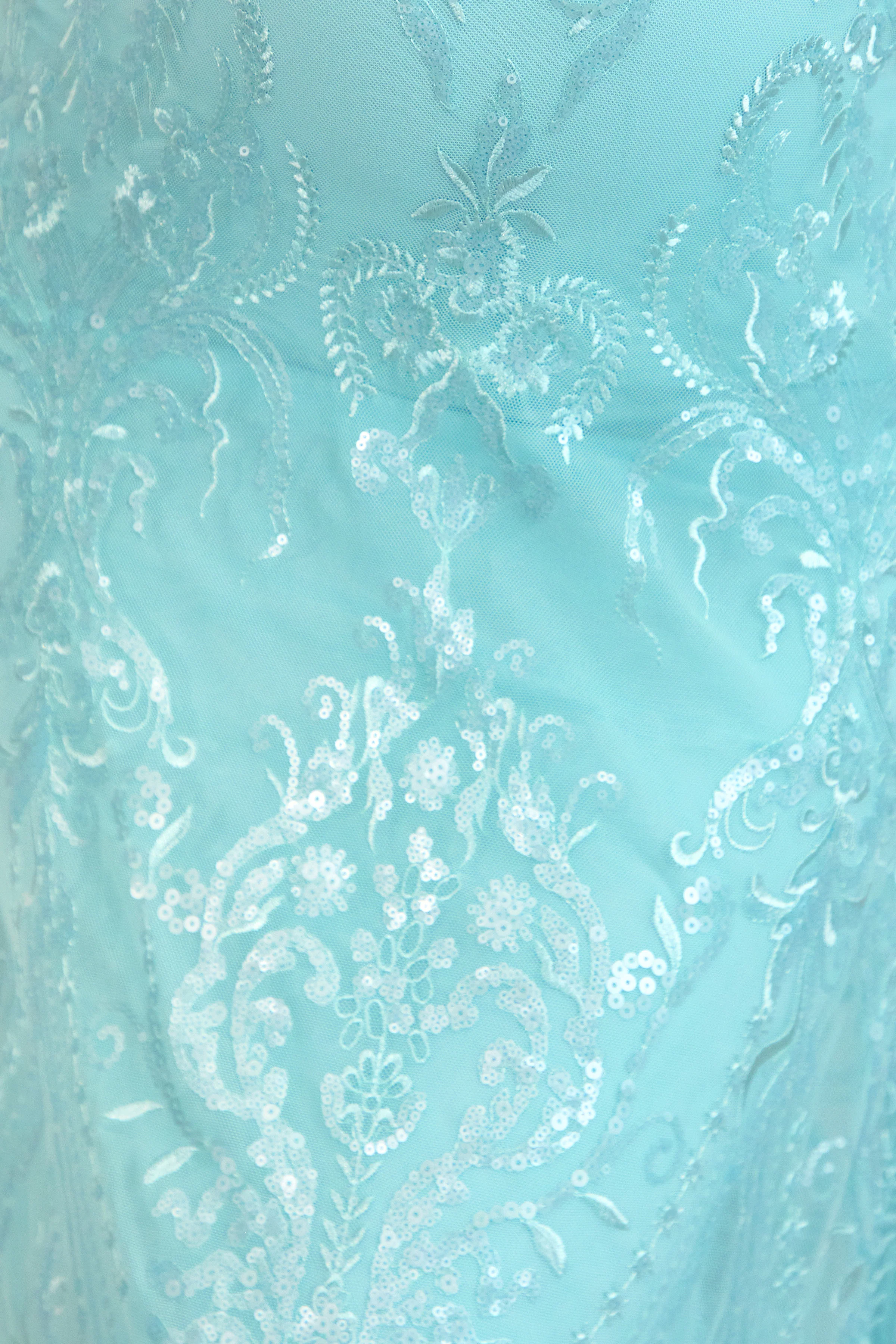 Sabriel | Turquoise Lace Bandeau-Neck Maternity Midi Dress With Collar Detail - Image 6