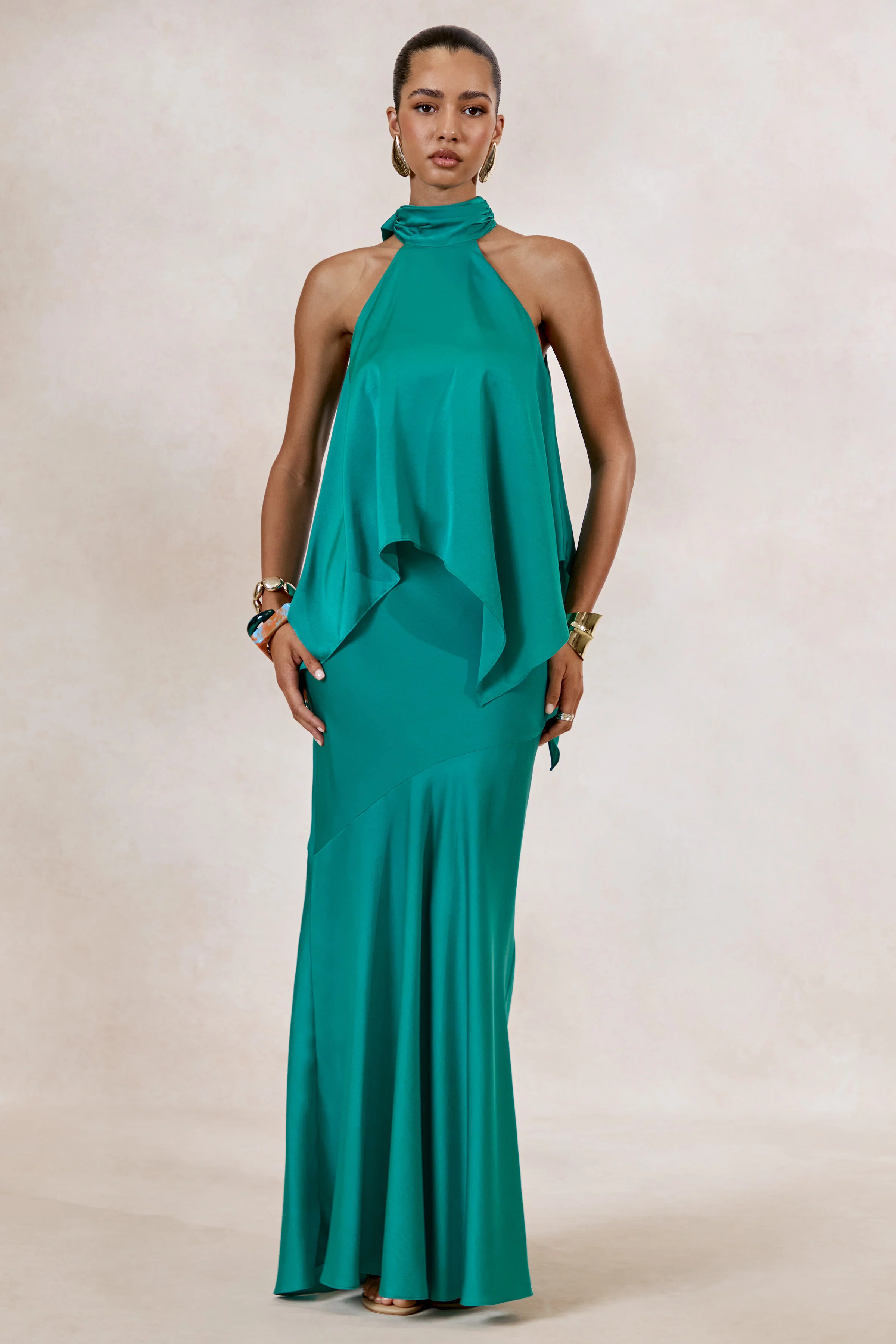 Sarina | Teal Satin Halter-Neck Top - Image 7