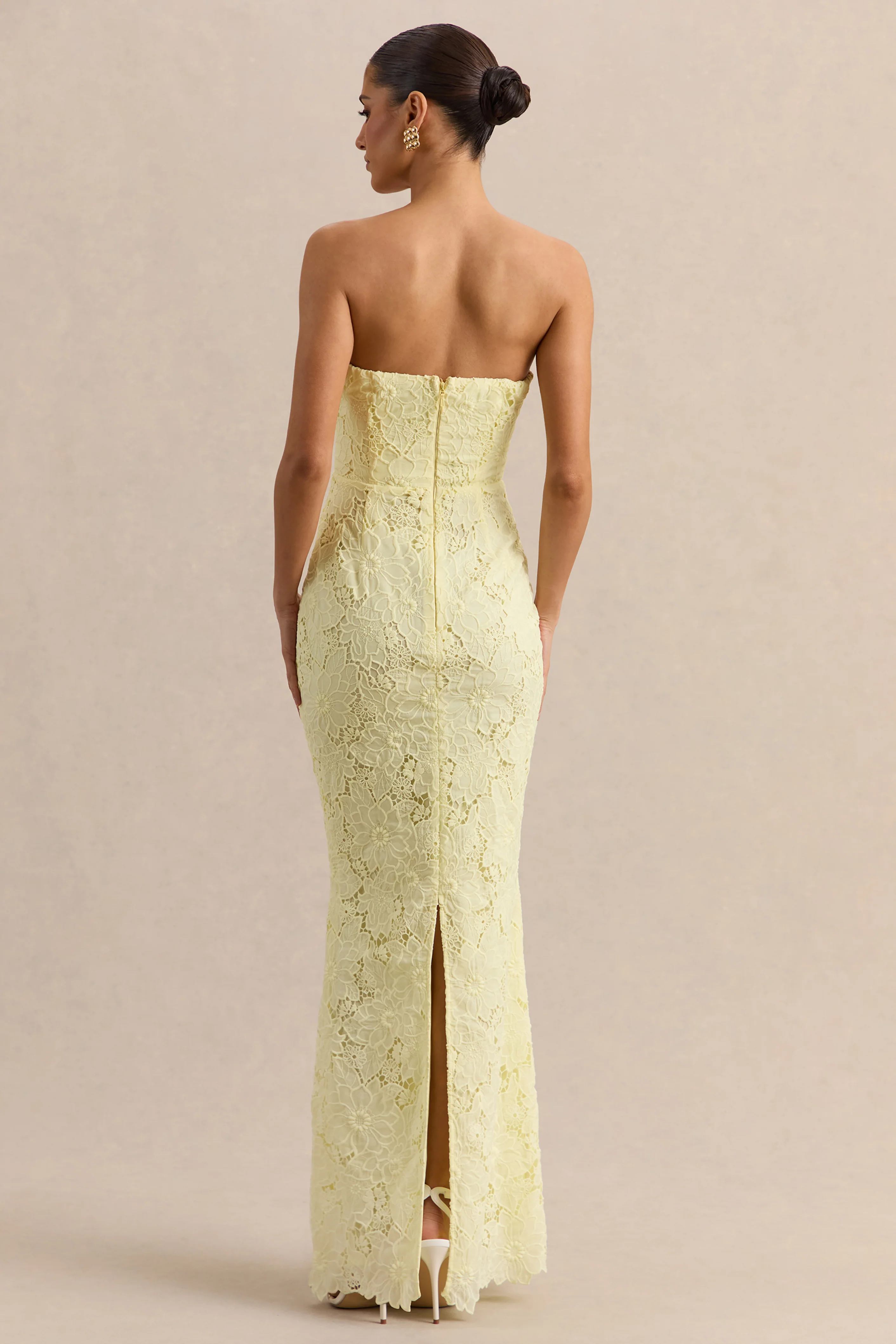 Suzie | Lemon Lace Bandeau Maxi Dress - Image 2