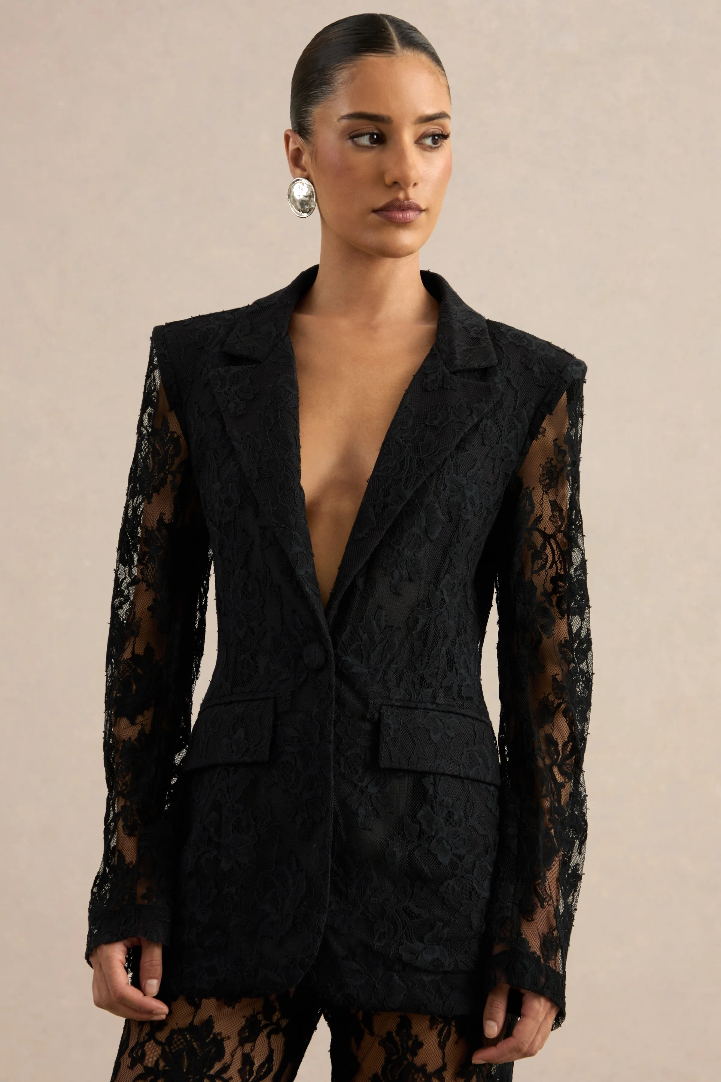 Vergia | Black Lace Tailored-Blazer - Image 3