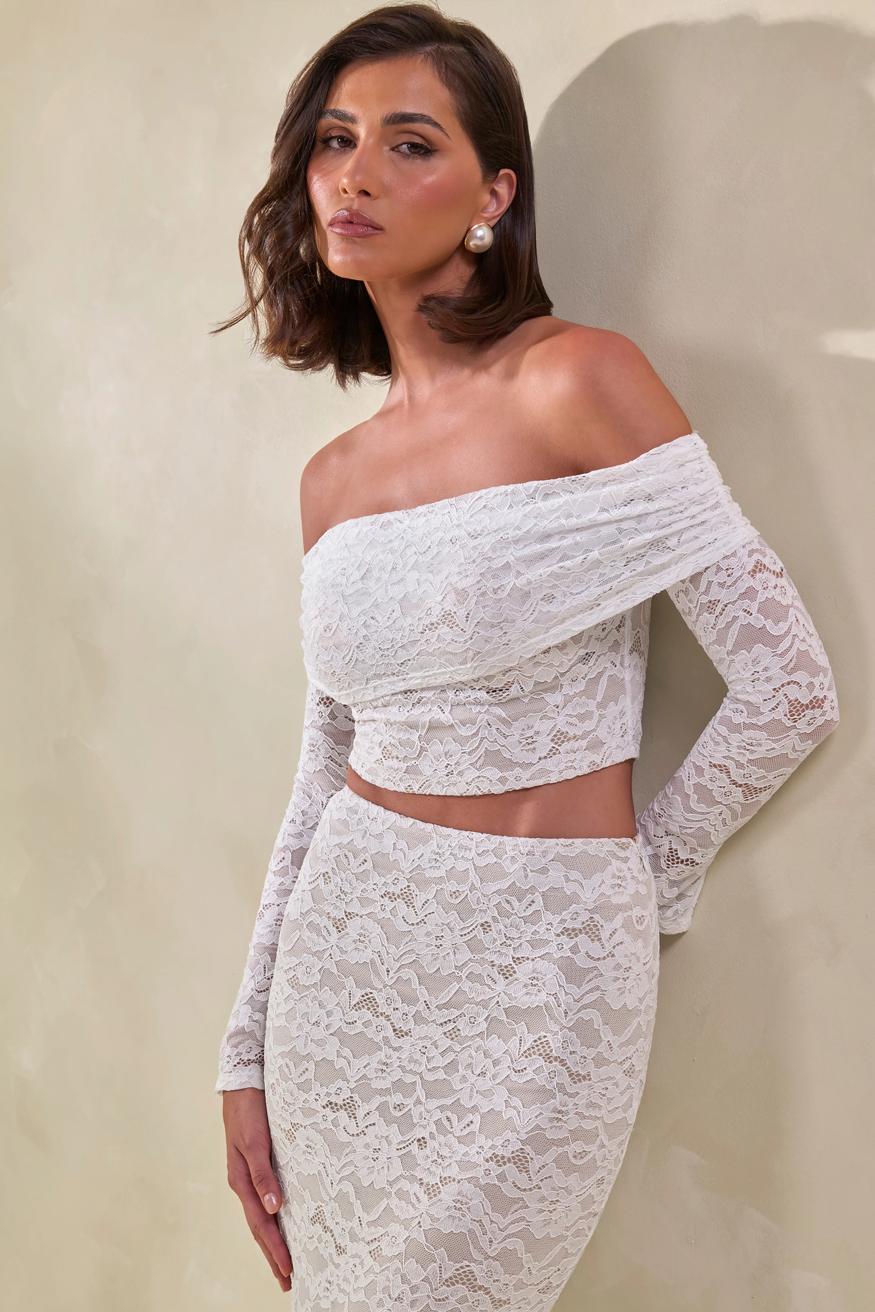 Virena | White Lace Bardot-Neck Crop-Top - Image 5
