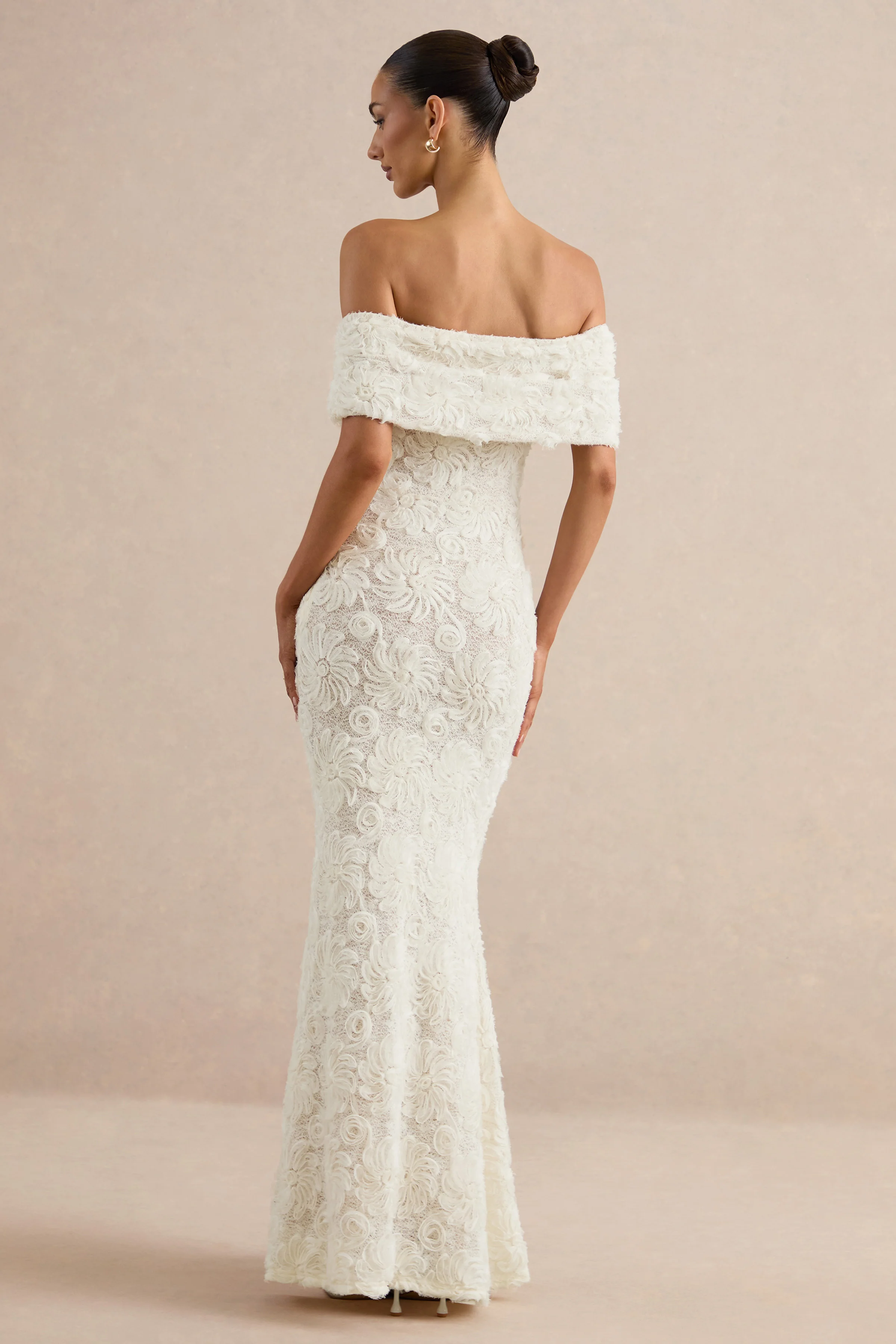 Xara | White Lace Bardot-Neck Maxi Dress - Image 2